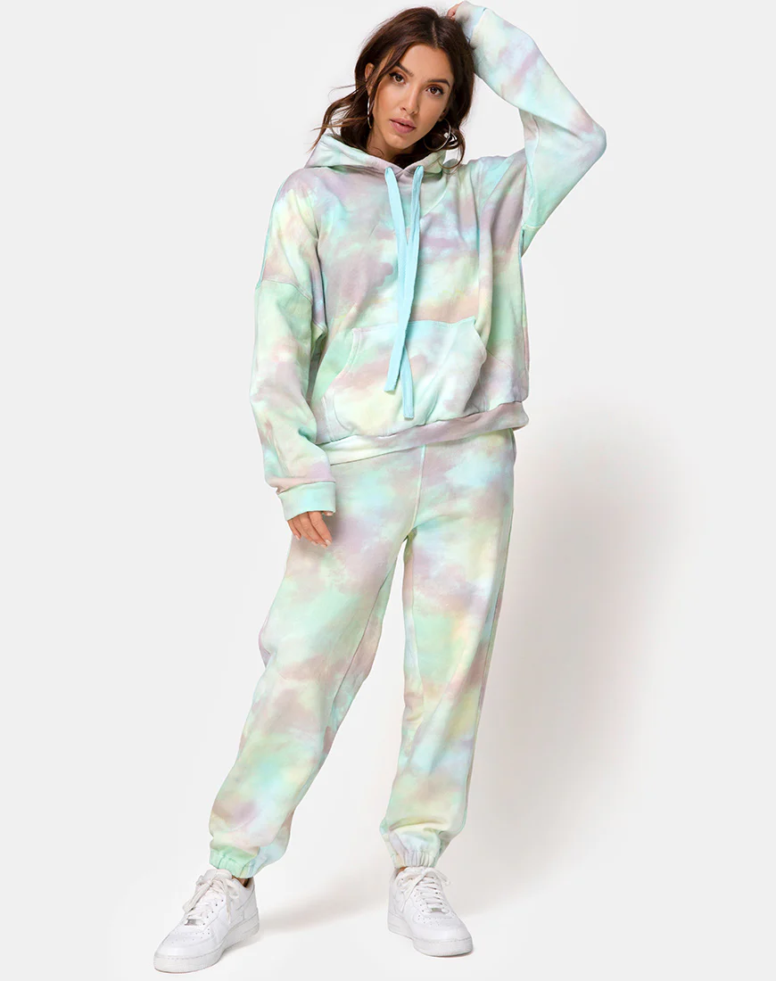Oversize Hoodie in Pastel Tie Dye - Image 3