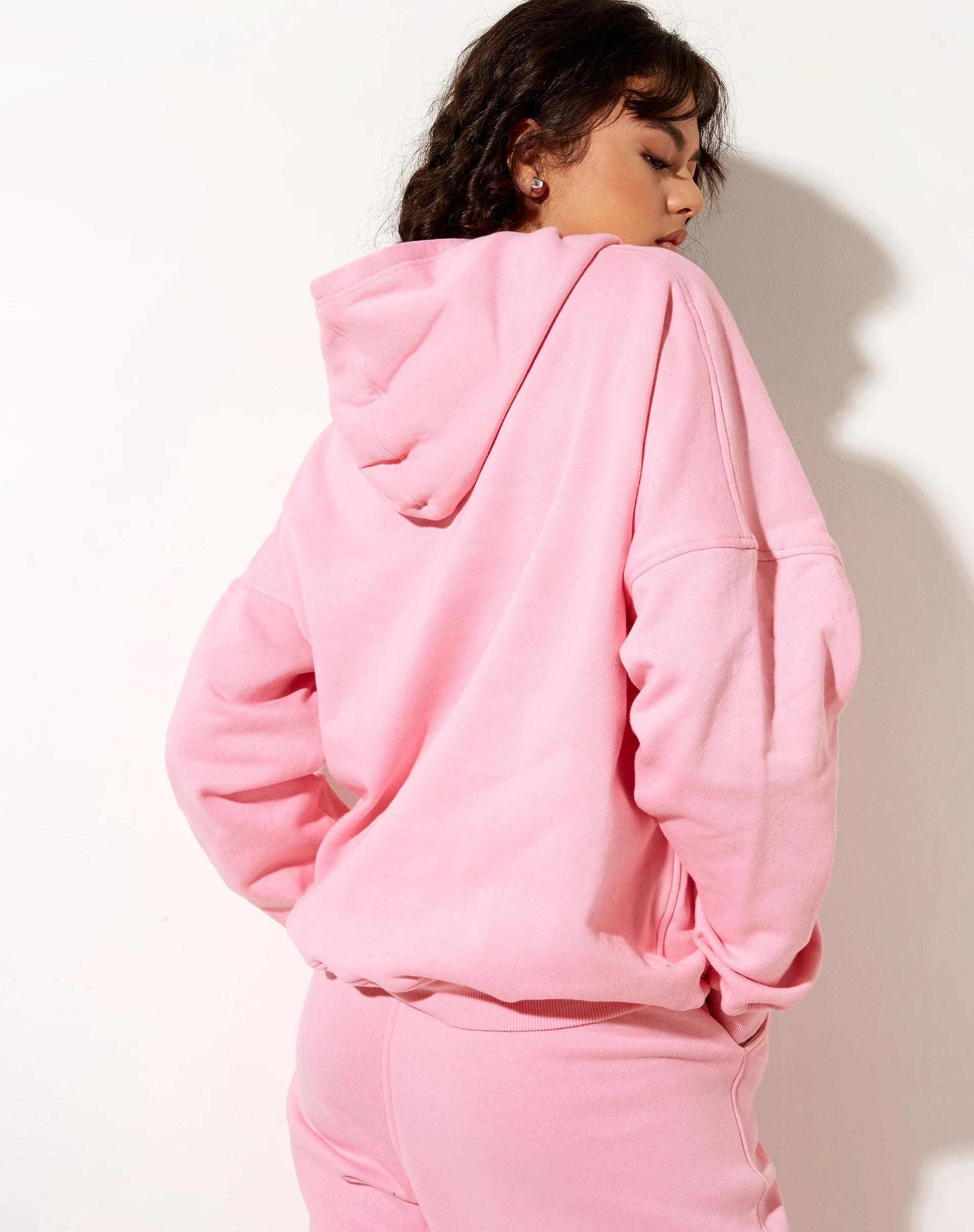 Oversize Hoodie in Peony Pink Nothing Personal - Image 2