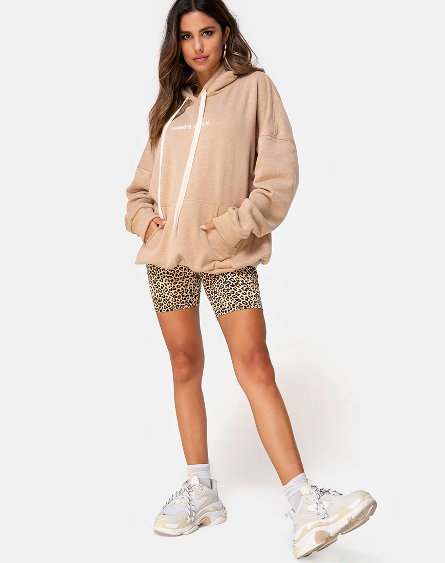 Oversize Hoody in Tan I Want it Embro - Image 3