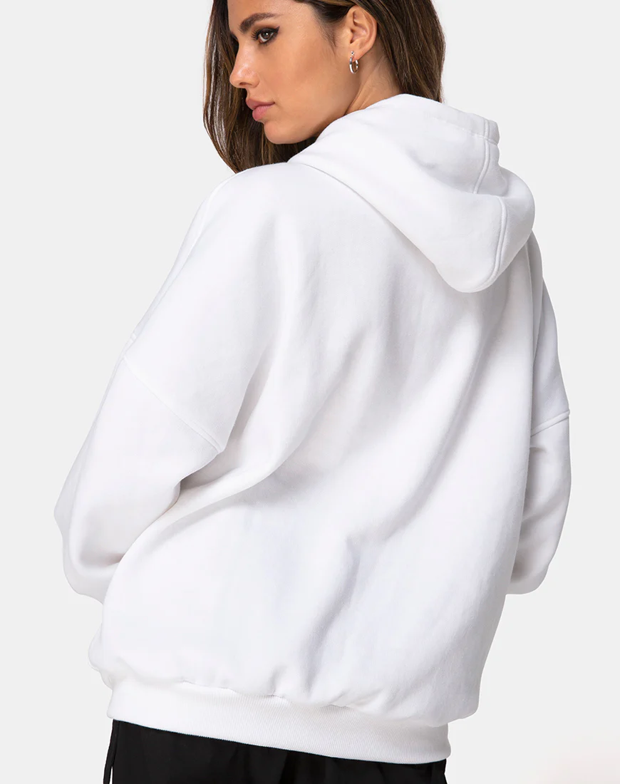 Oversize Hoody in White I Want it Embro - Image 2