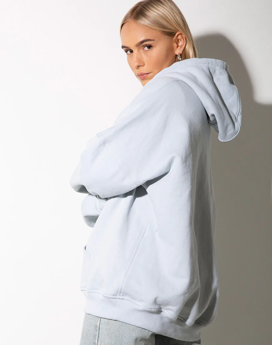 Oversize Hoody in Baby Blue with Lemon 'Angel' Embro - Image 6