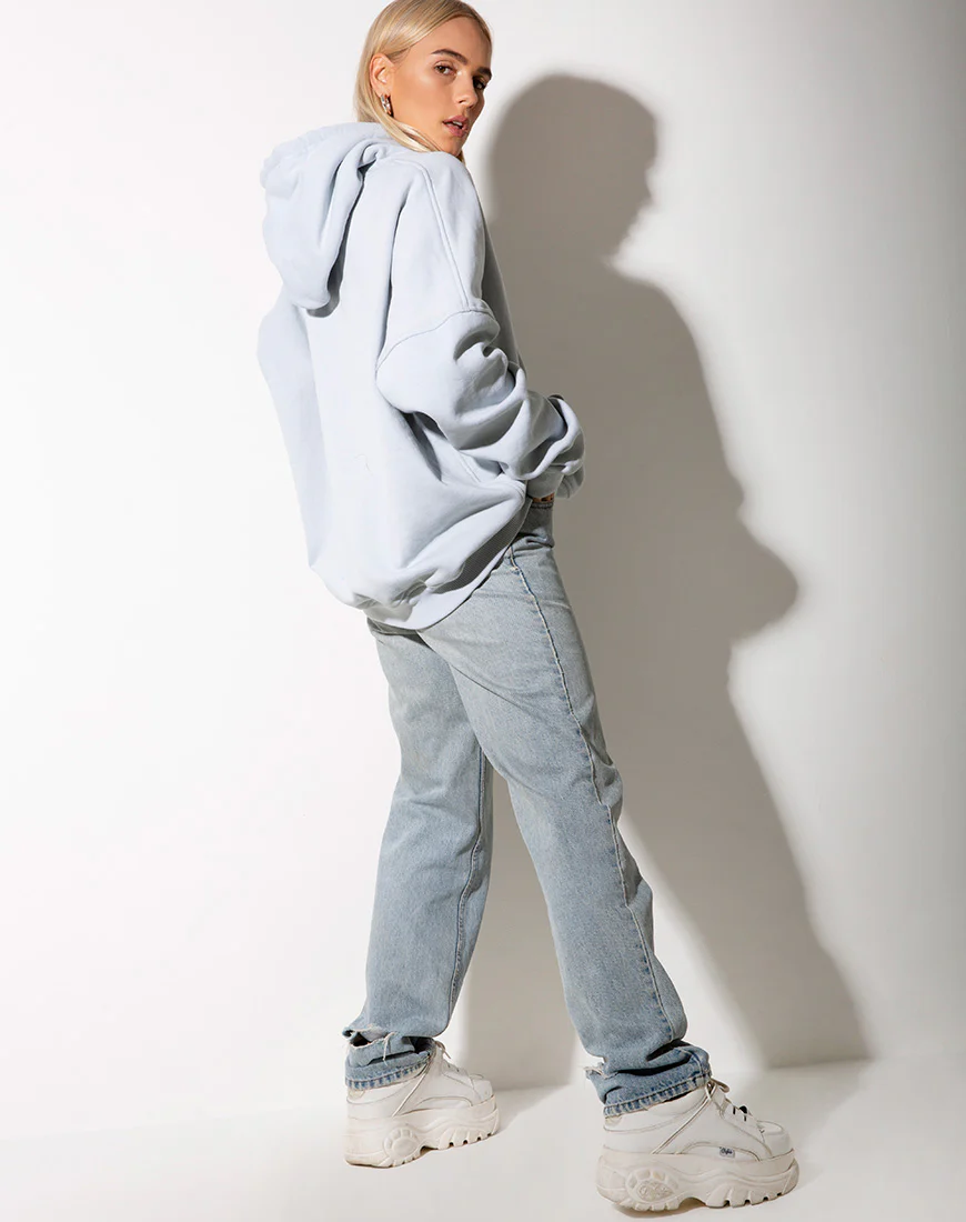 Oversize Hoody in Baby Blue with Lemon 'Angel' Embro - Image 8