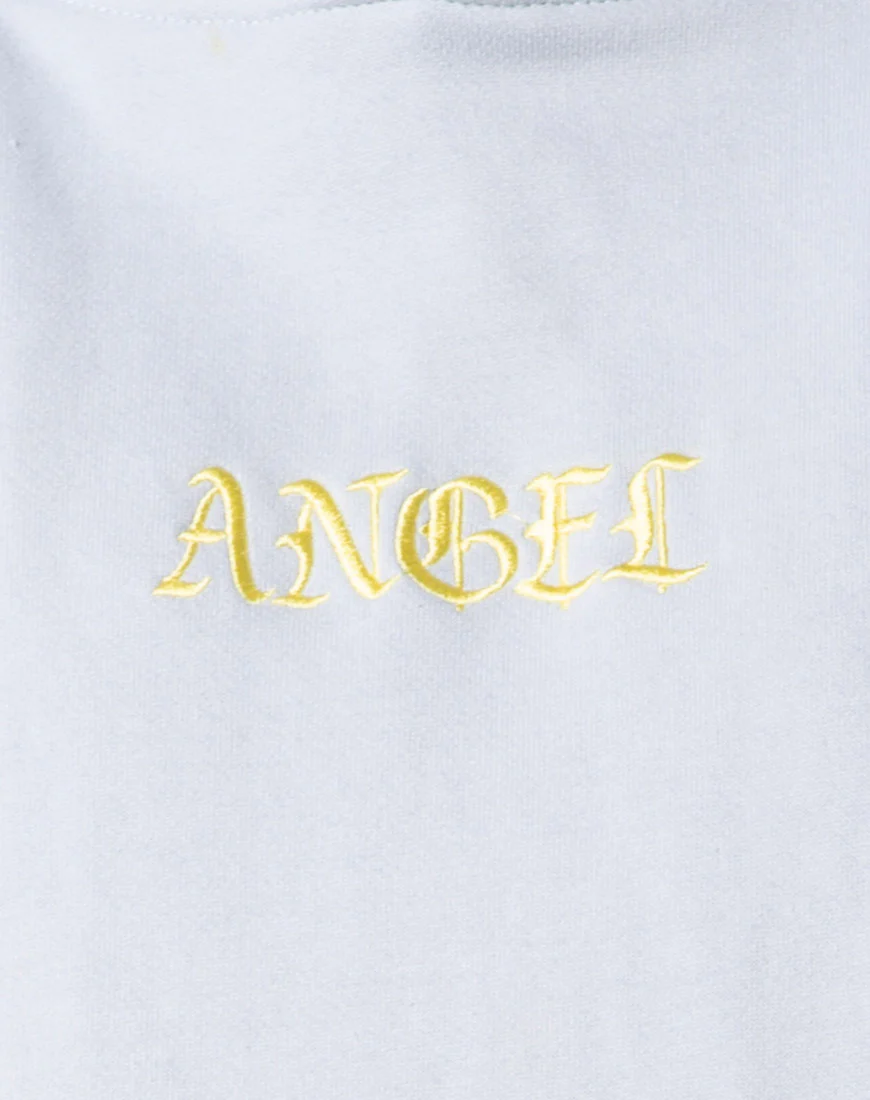 Oversize Hoody in Baby Blue with Lemon 'Angel' Embro - Image 9