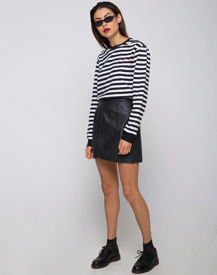 Oversize Longsleeve Tee in I Want Change BW Stripe - Image 2