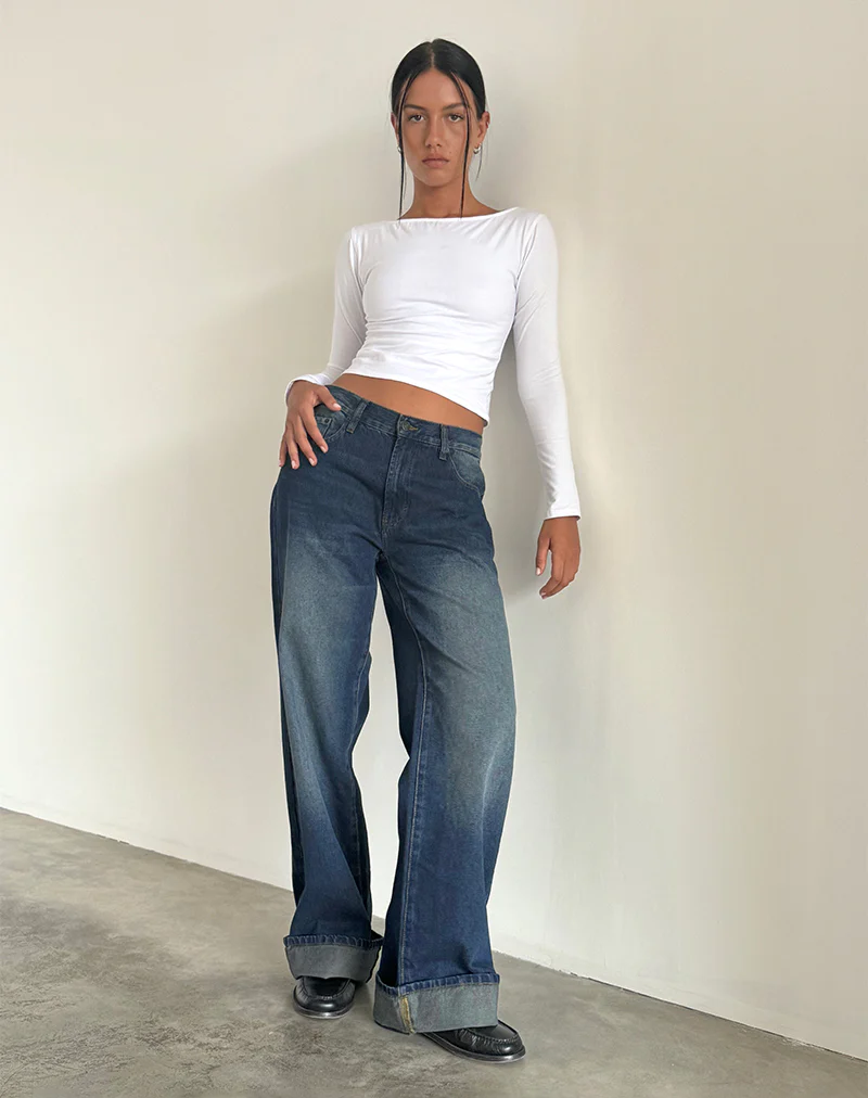 Oversized Dad Low Rise Jeans in Dark Vintage - Image 2