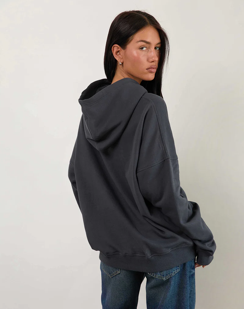 Oversized Hoodie in Ocean Storm with Lucky You Graphic - Image 2