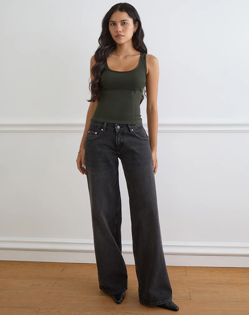 Ovia Scoop Corset Top in Tailoring Dark Khaki - Image 2