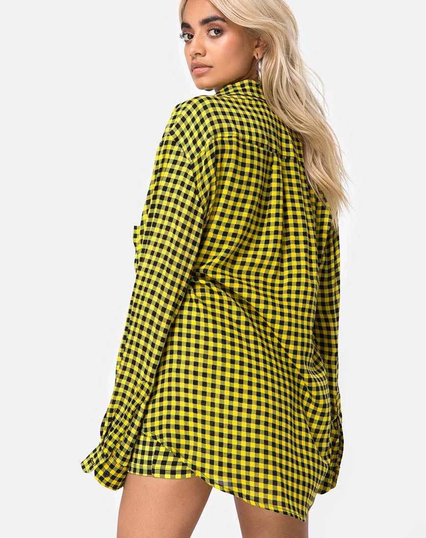 Oxford Shirt in Medium Gingham Yellow - Image 2