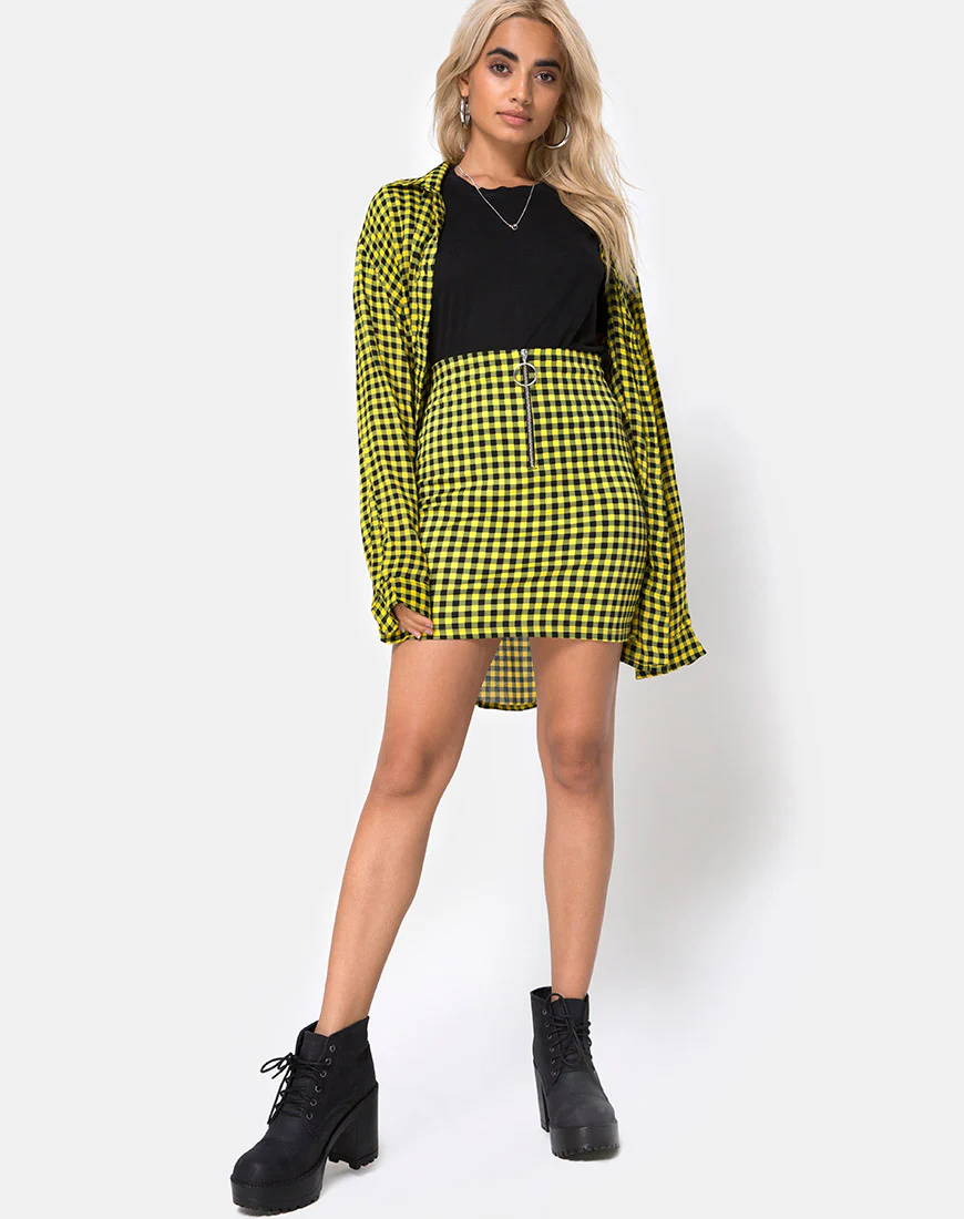 Oxford Shirt in Medium Gingham Yellow - Image 3