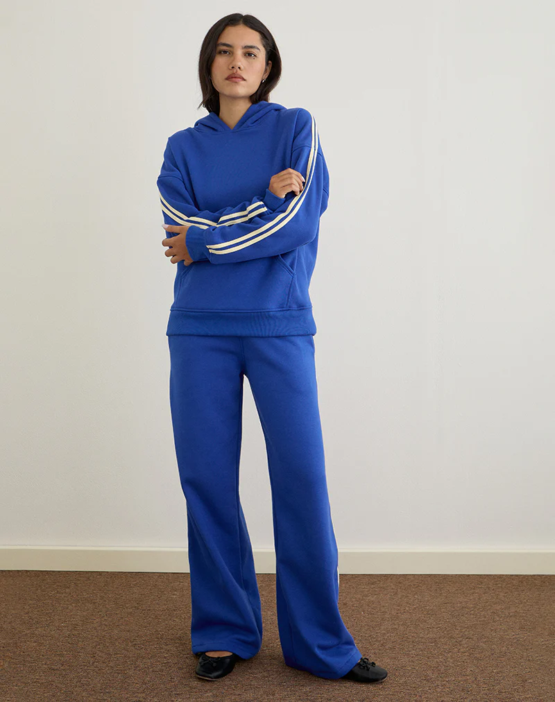 Oze Track Pant in Cobalt Blue with Buttermilk Binding - Image 2