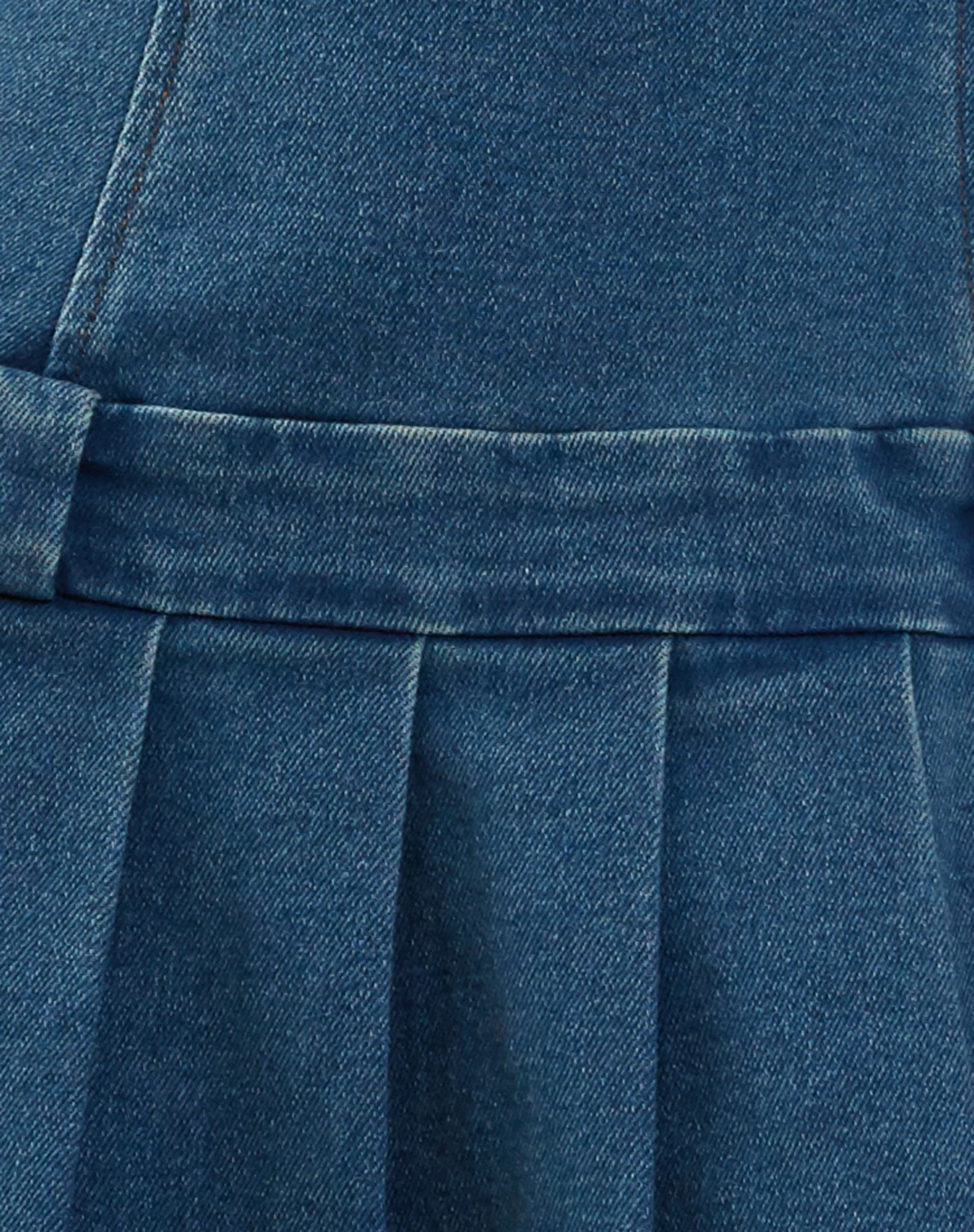 Pajaya Denim Bandeau Mini Dress in Blue Wash - Image 8