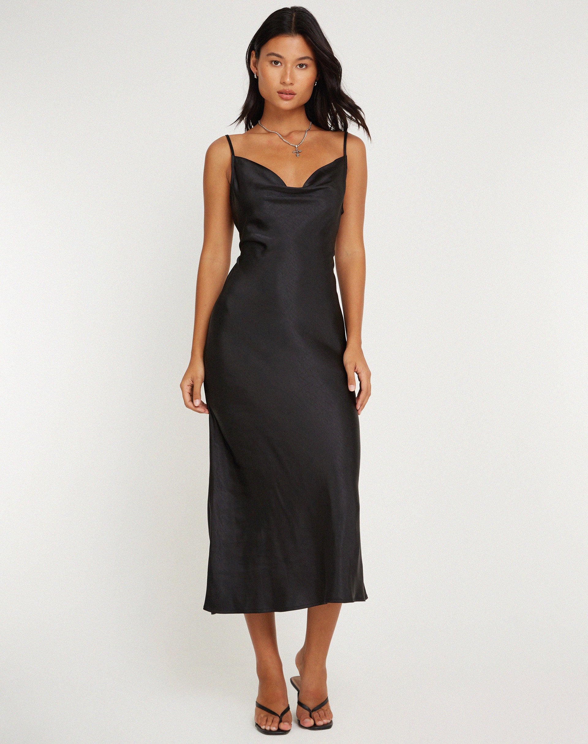 Palasha Dress in Satin Black - Image 4