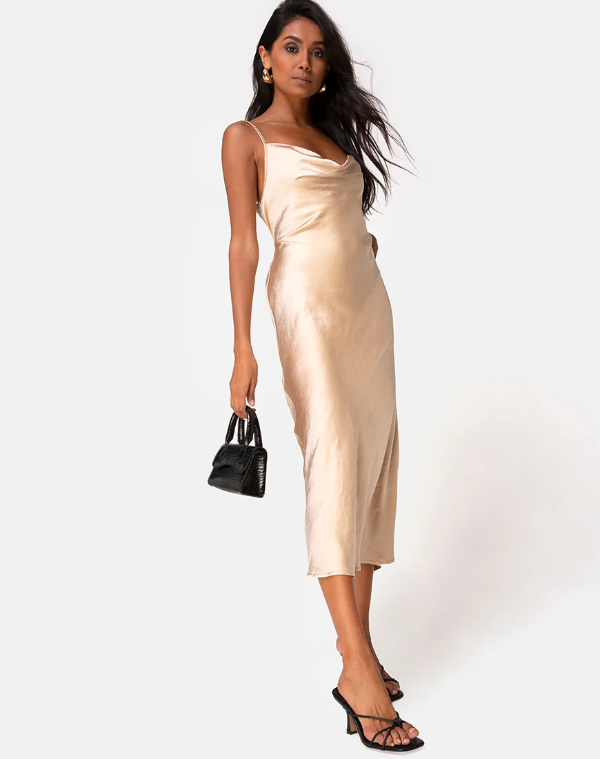 Palasha Dress in Satin Gold - Image 3