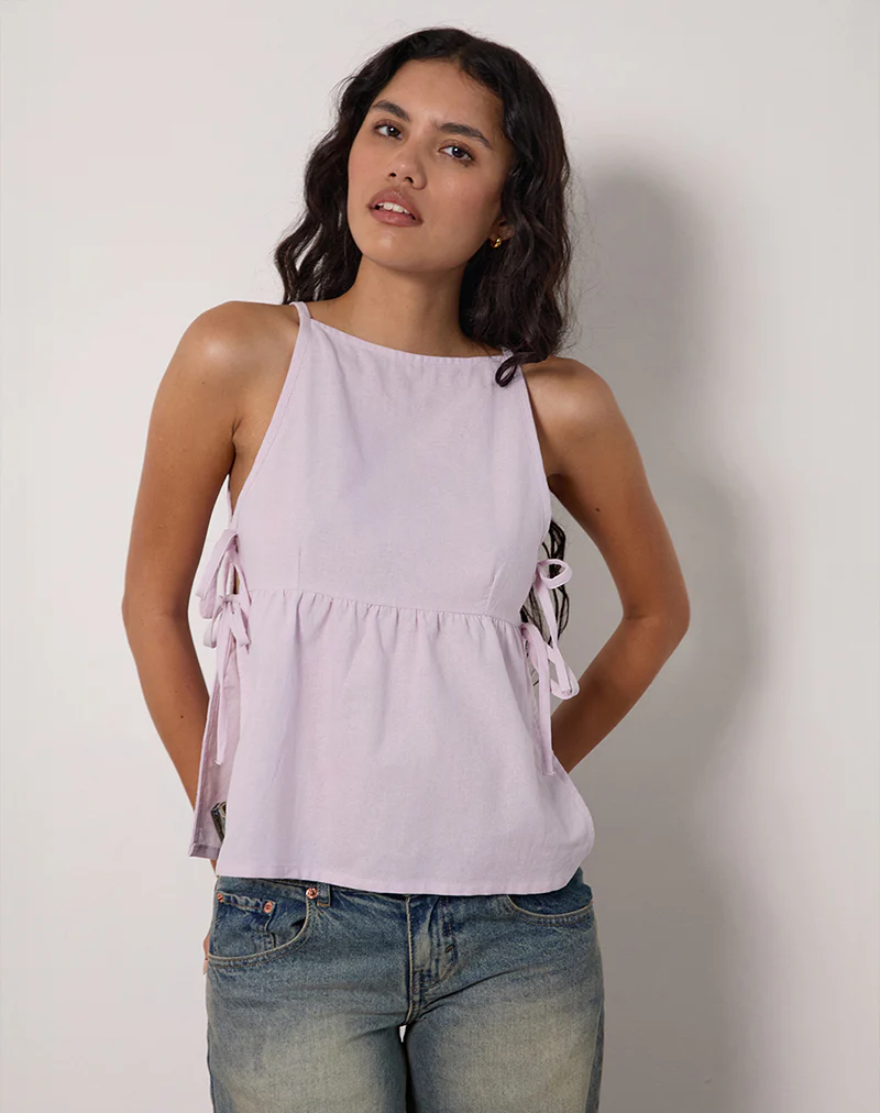 Palsi Tie Side Top in Light Lilac - Image 2