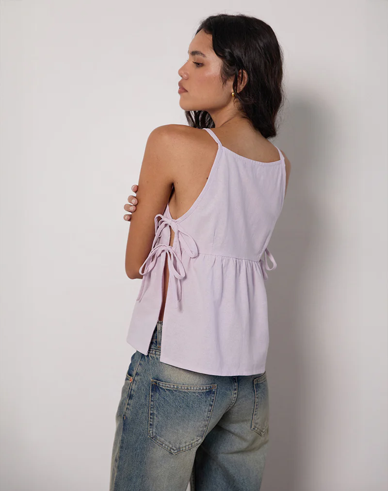 Palsi Tie Side Top in Light Lilac - Image 4