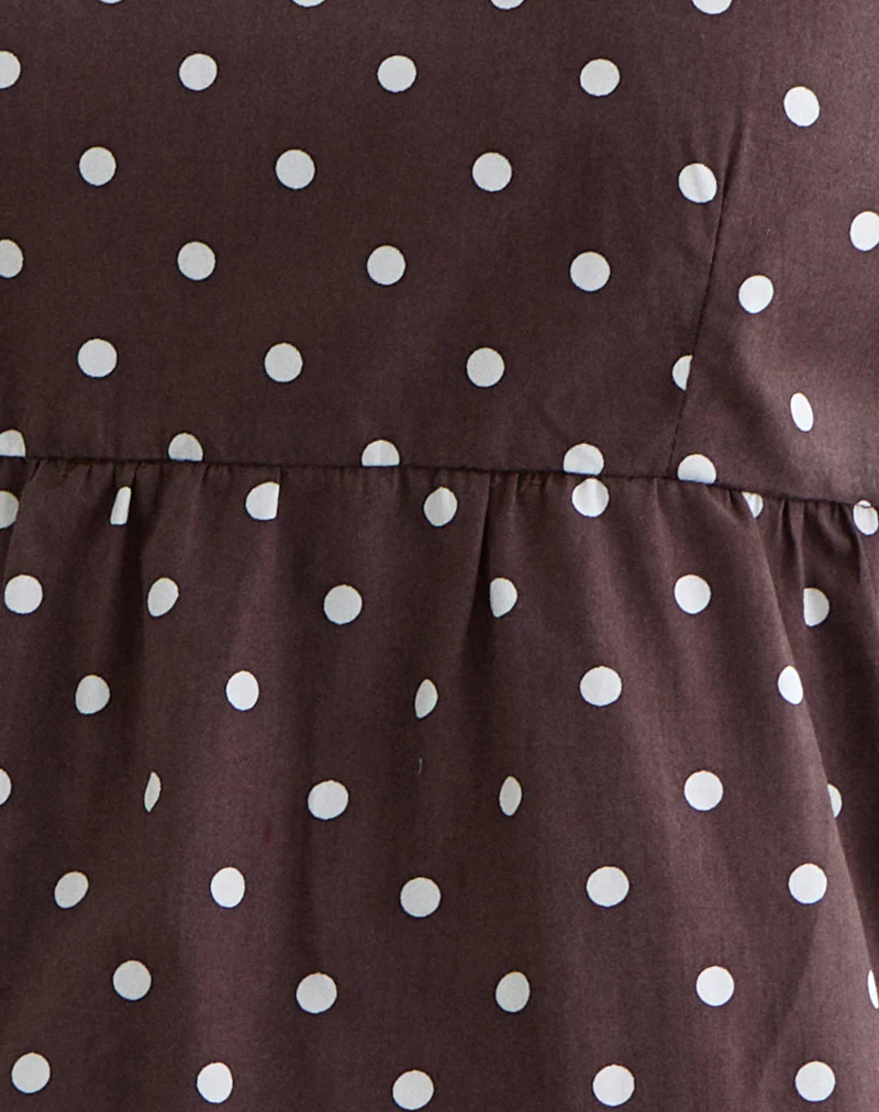 Palsi Tie Side Top in Brown with Medium Polka White - Image 6