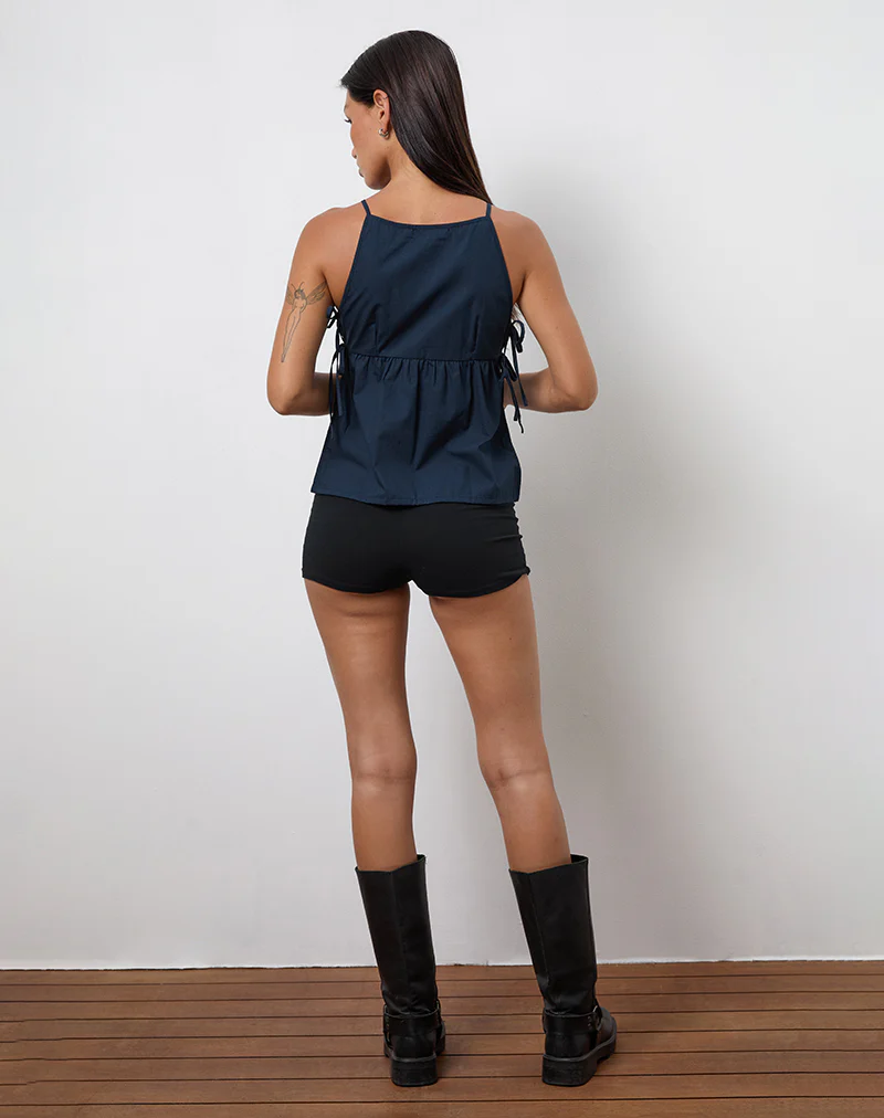 Palsi Tie Side Vest Top in Navy - Image 4