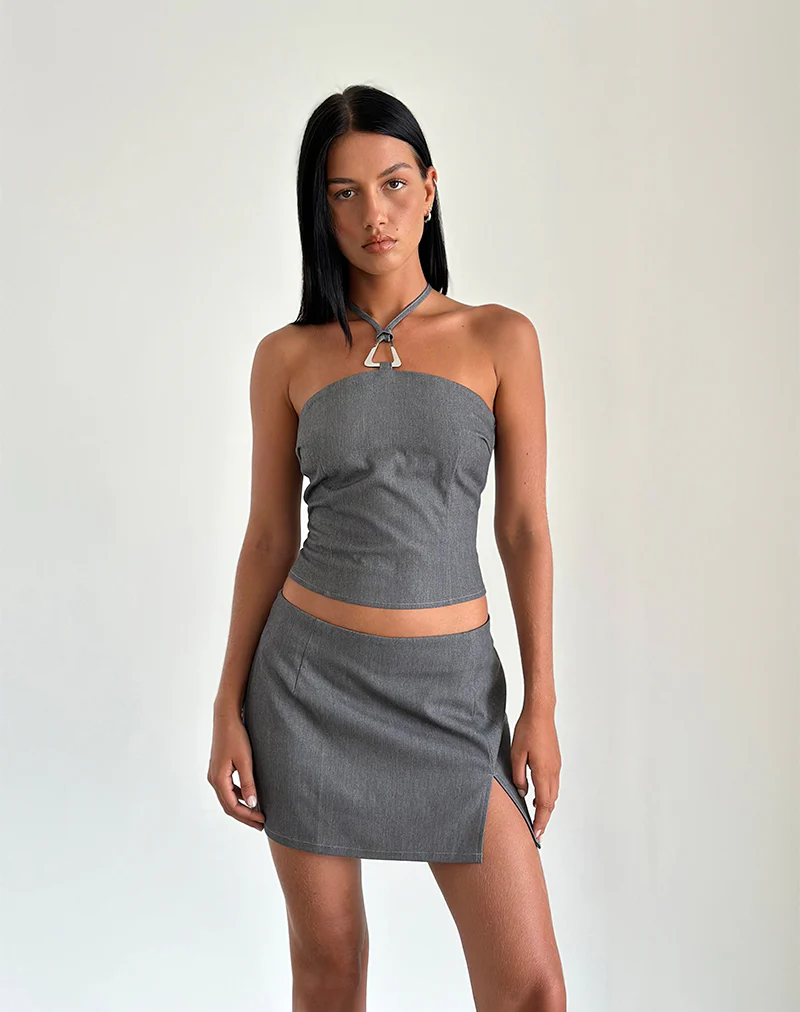 Pamela Mini Skirt in Tailoring Charcoal - Image 4