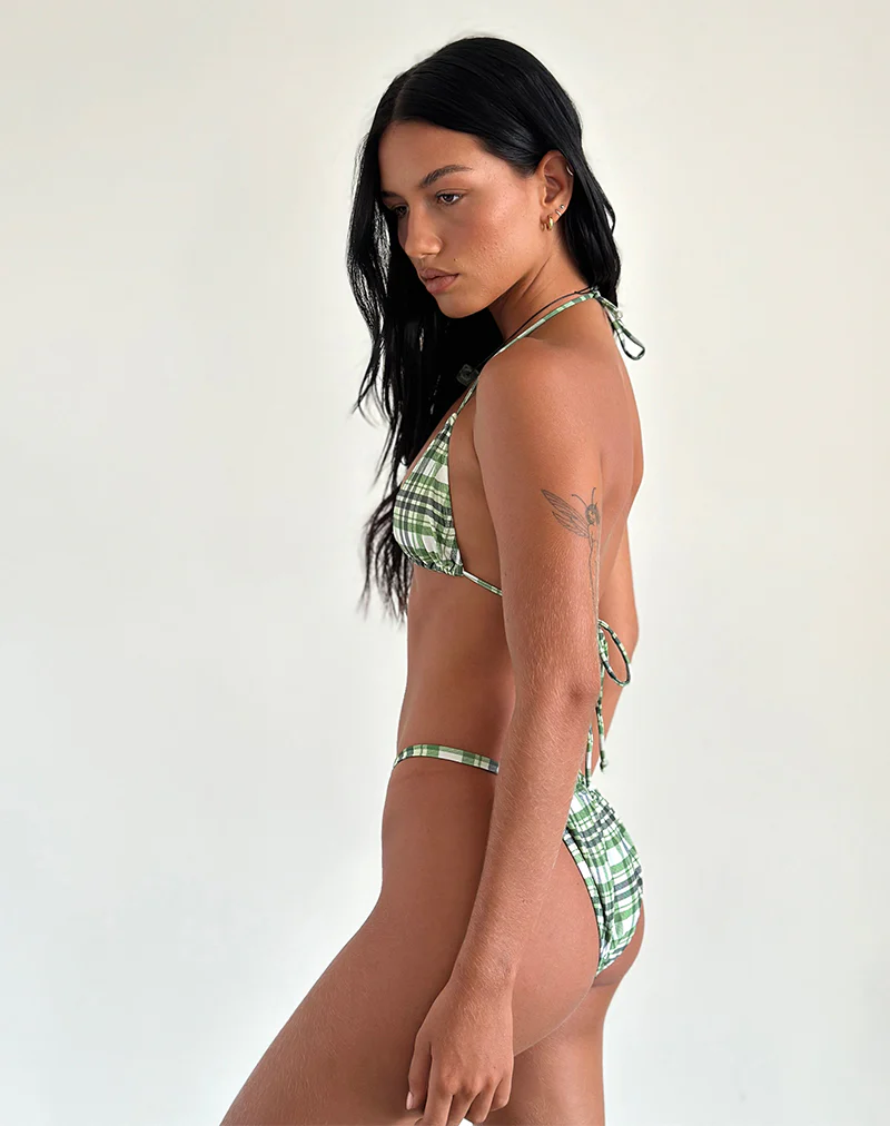 Pami Bikini Top in Green Tartan - Image 4