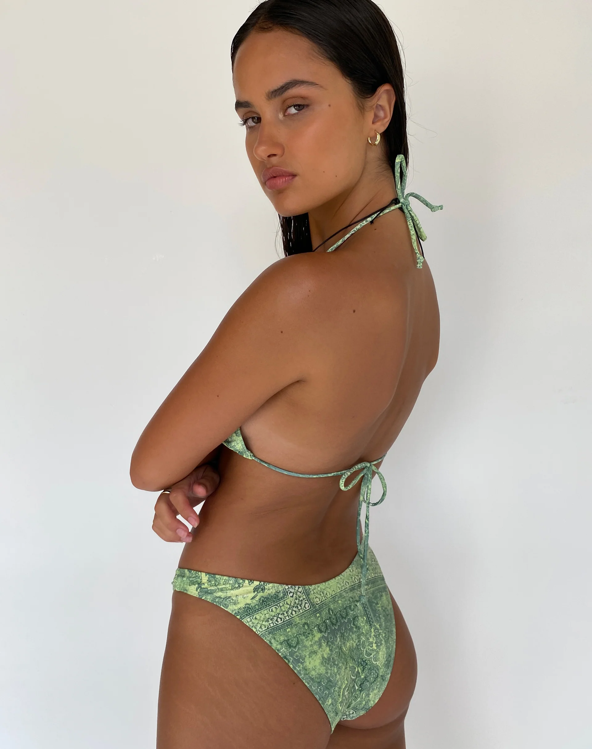 Pami Bikini Top in Abstract Paisley Green - Image 6