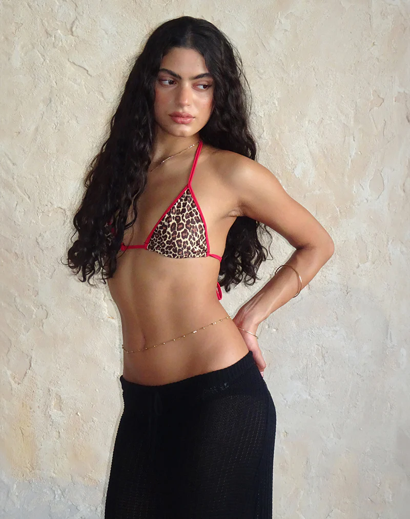 Pami Bikini Top in Rar Leopard with Contrast Ties - Image 3