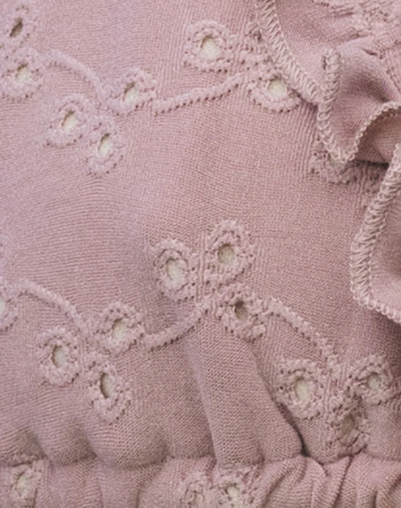 Pami Ruffle Bikini Top in Broderie Blush Pink - Image 7