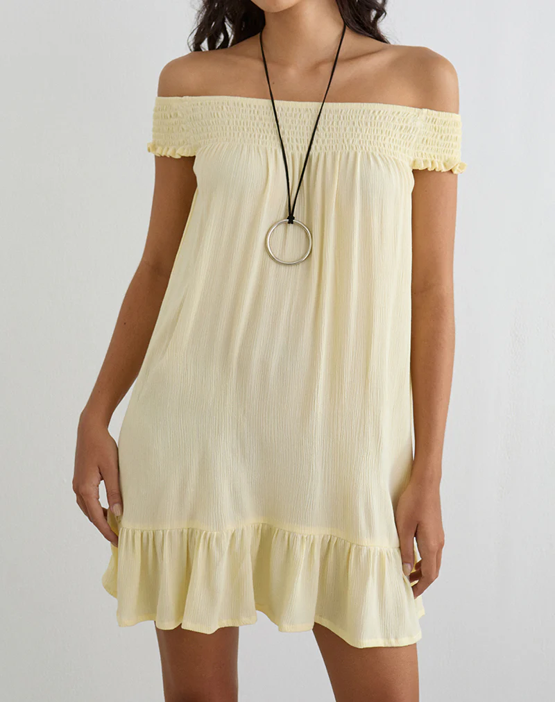 Panasi Mini Dress in Crinkle Butter Yellow - Image 3
