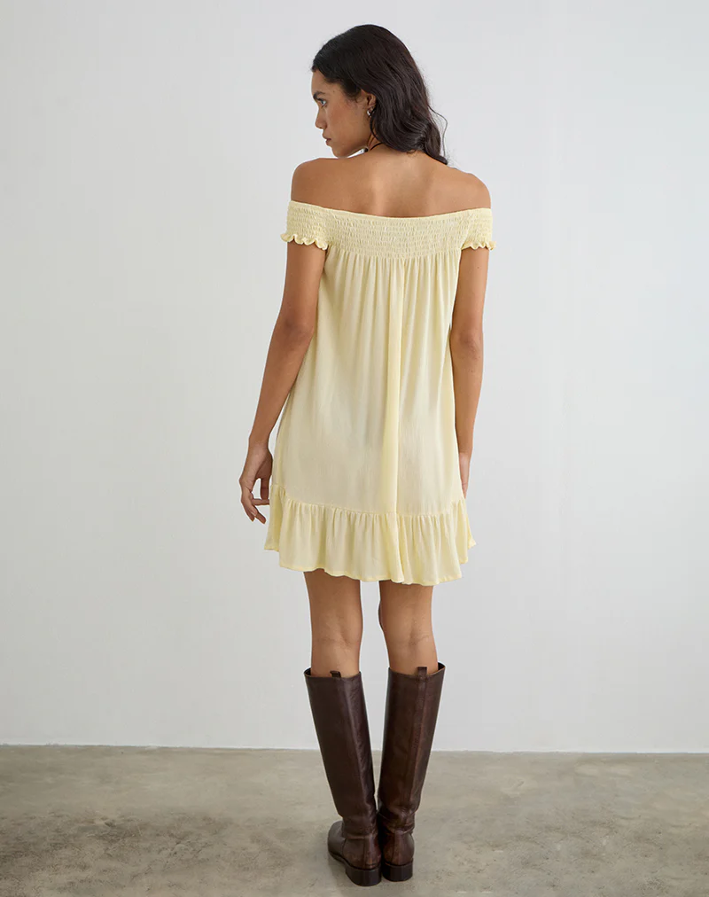 Panasi Mini Dress in Crinkle Butter Yellow - Image 4