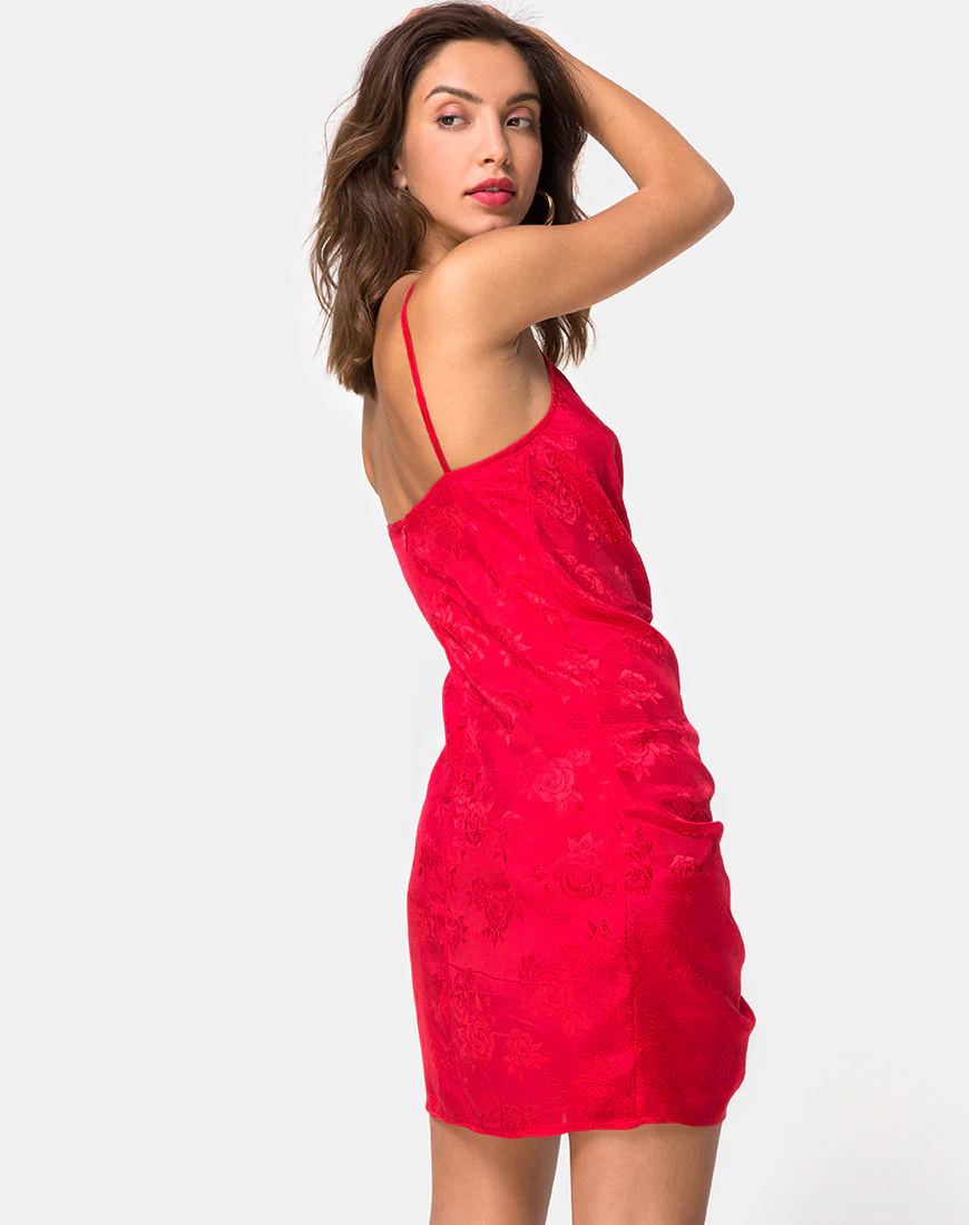 Panthus Dress in Satin Red - Image 2