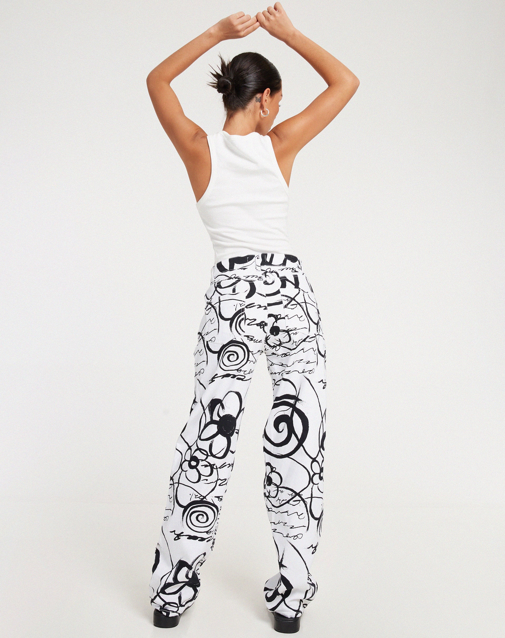 Parallel Jeans in Mono Doodle Black and White - Image 2