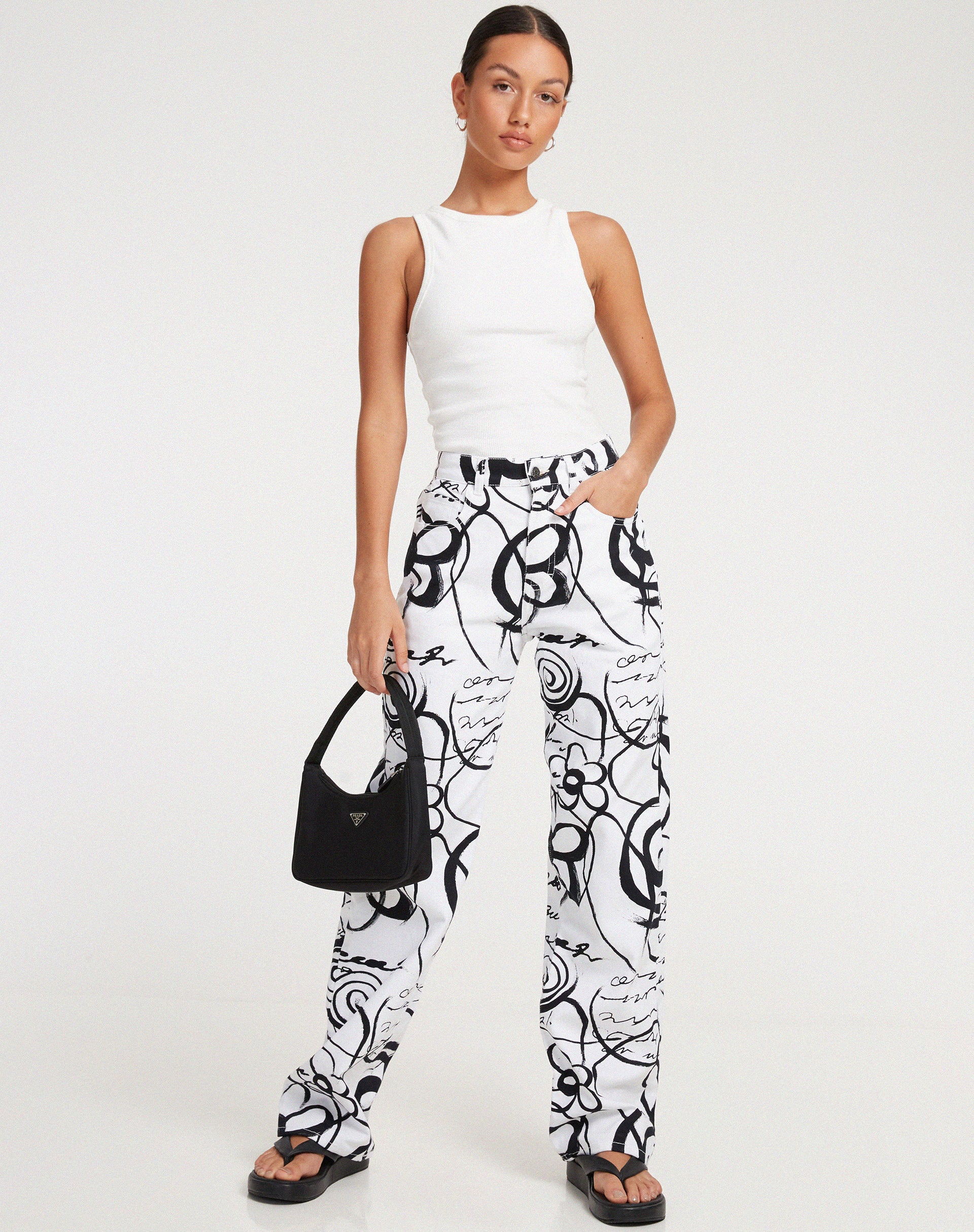 Parallel Jeans in Mono Doodle Black and White - Image 4