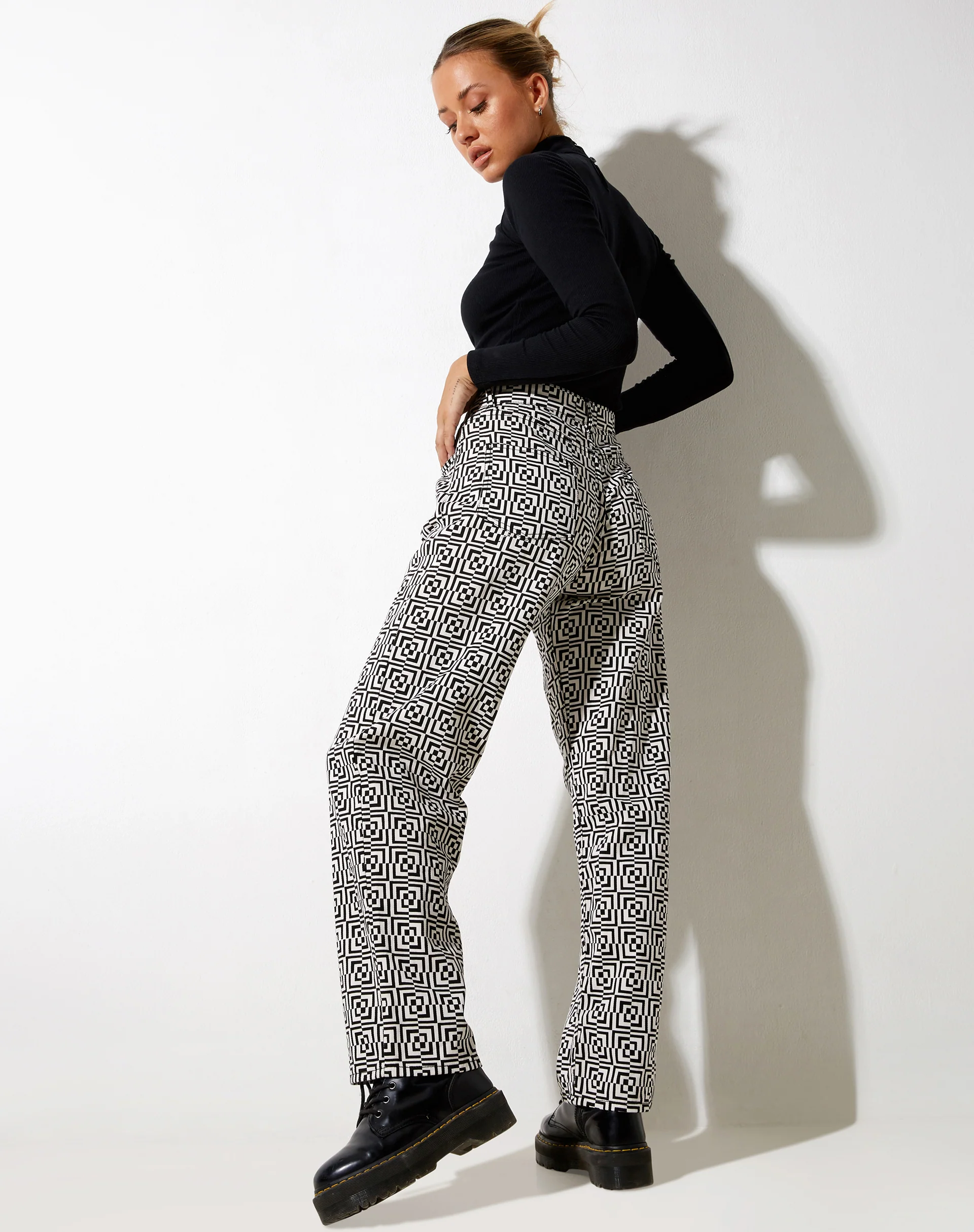 Parallel Jeans in Optic Square Black and White - Image 5