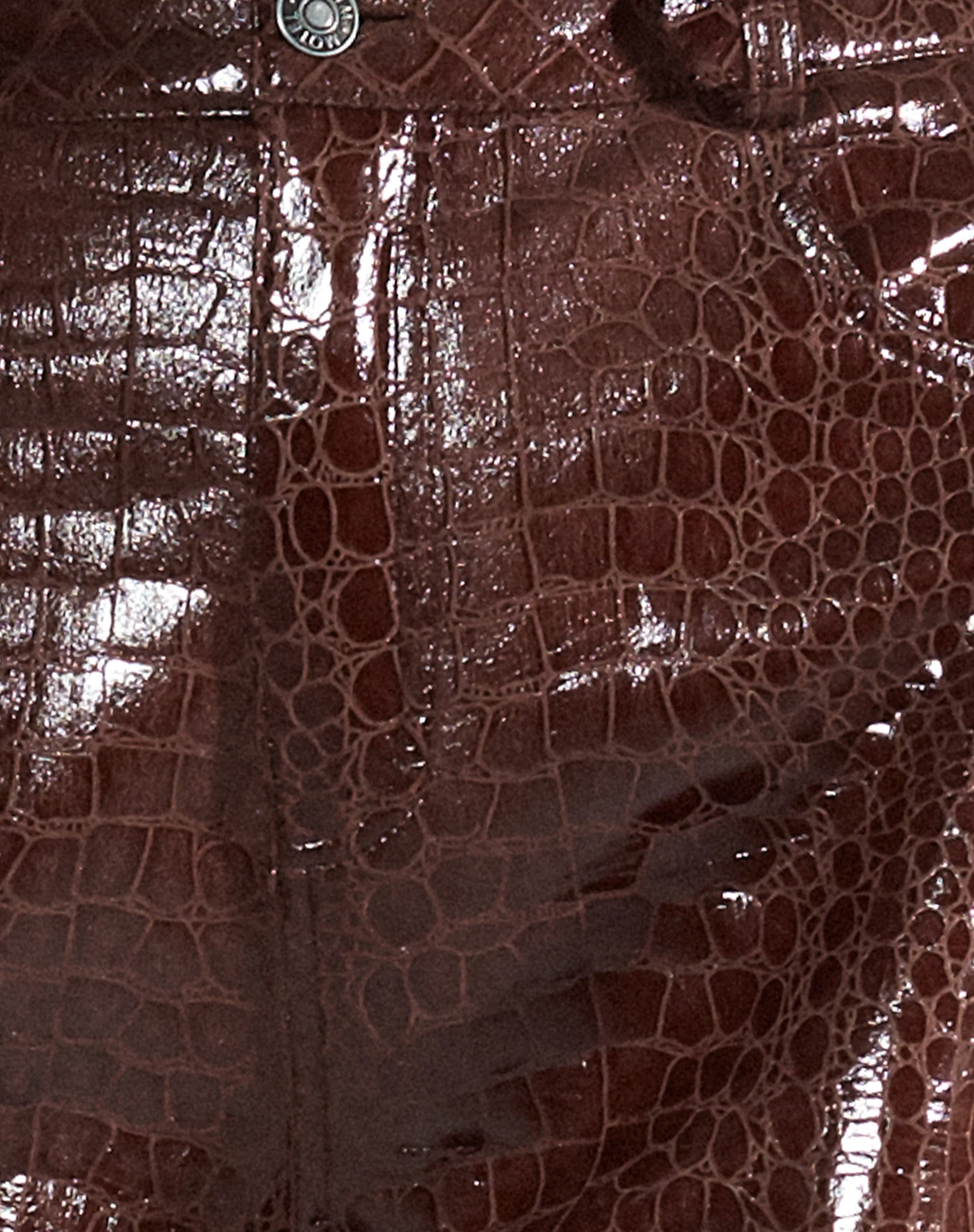 Parallel Trouser in Croc PU Dark Brown - Image 6