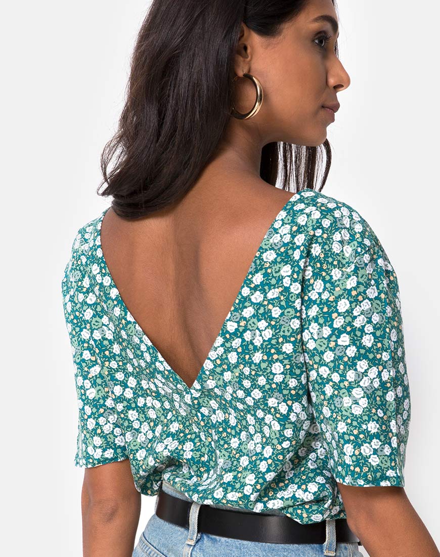 Parki Top in Floral Field Green - Image 2
