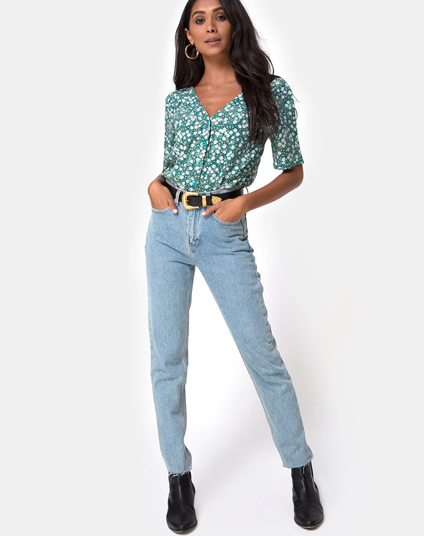 Parki Top in Floral Field Green - Image 3