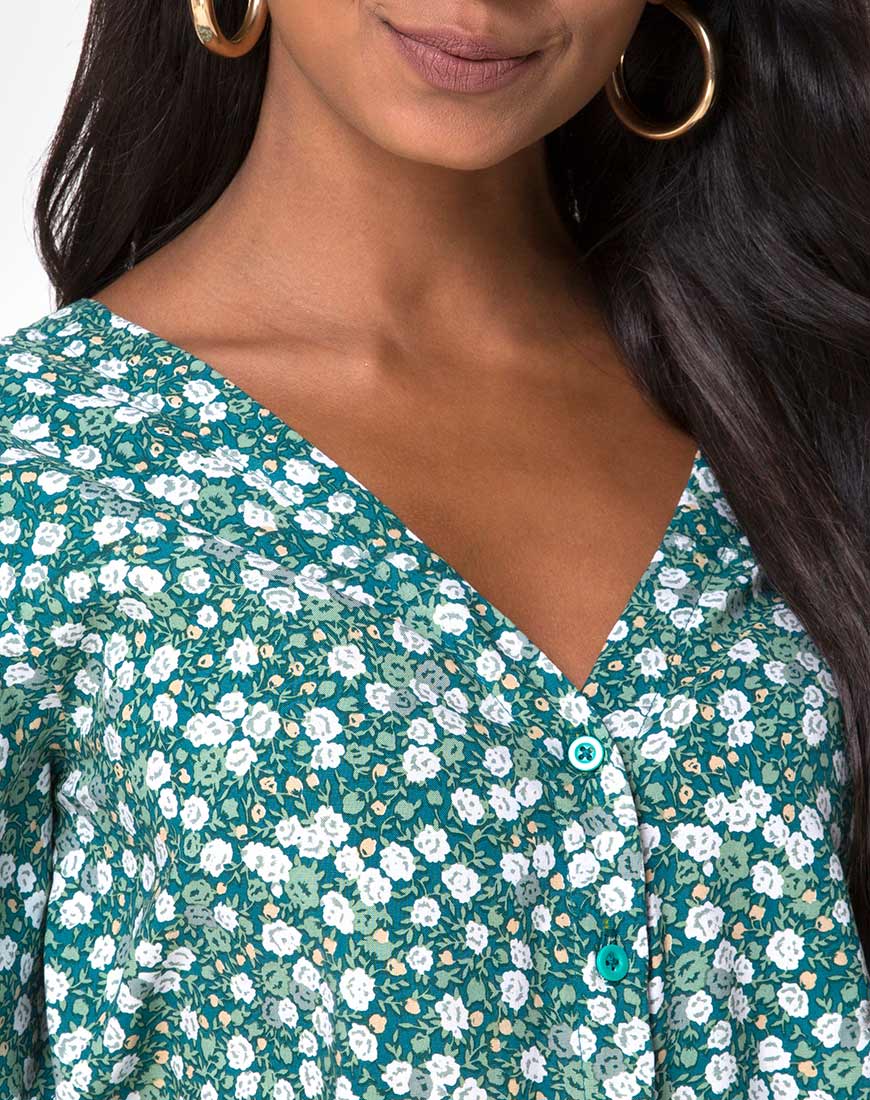 Parki Top in Floral Field Green - Image 5