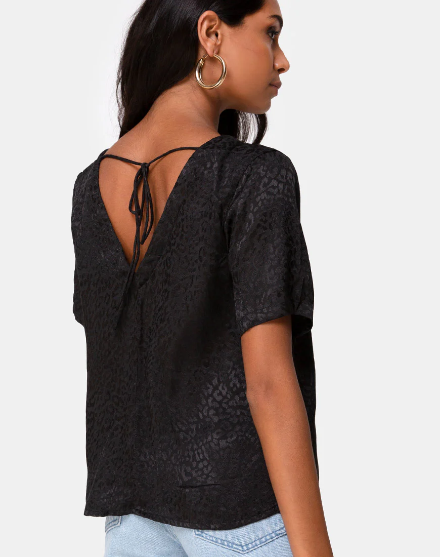 Parki Top In Satin Cheetah Black - Image 2