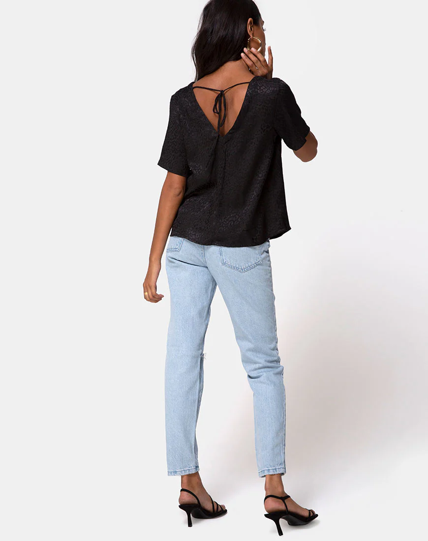 Parki Top In Satin Cheetah Black - Image 4