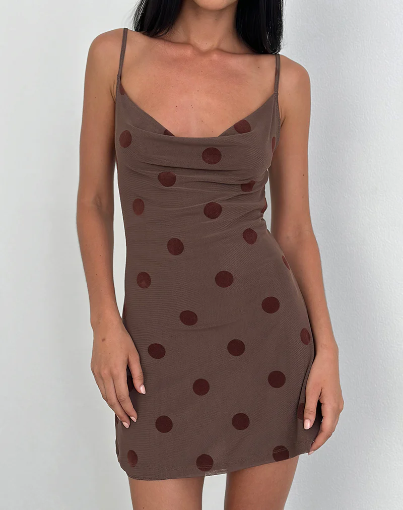 Pastila Mini Dress in Big Polka Flock Brown - Image 2