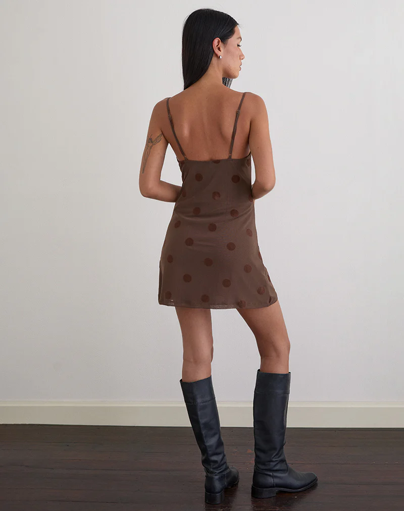 Pastila Mini Dress in Big Polka Flock Brown - Image 6