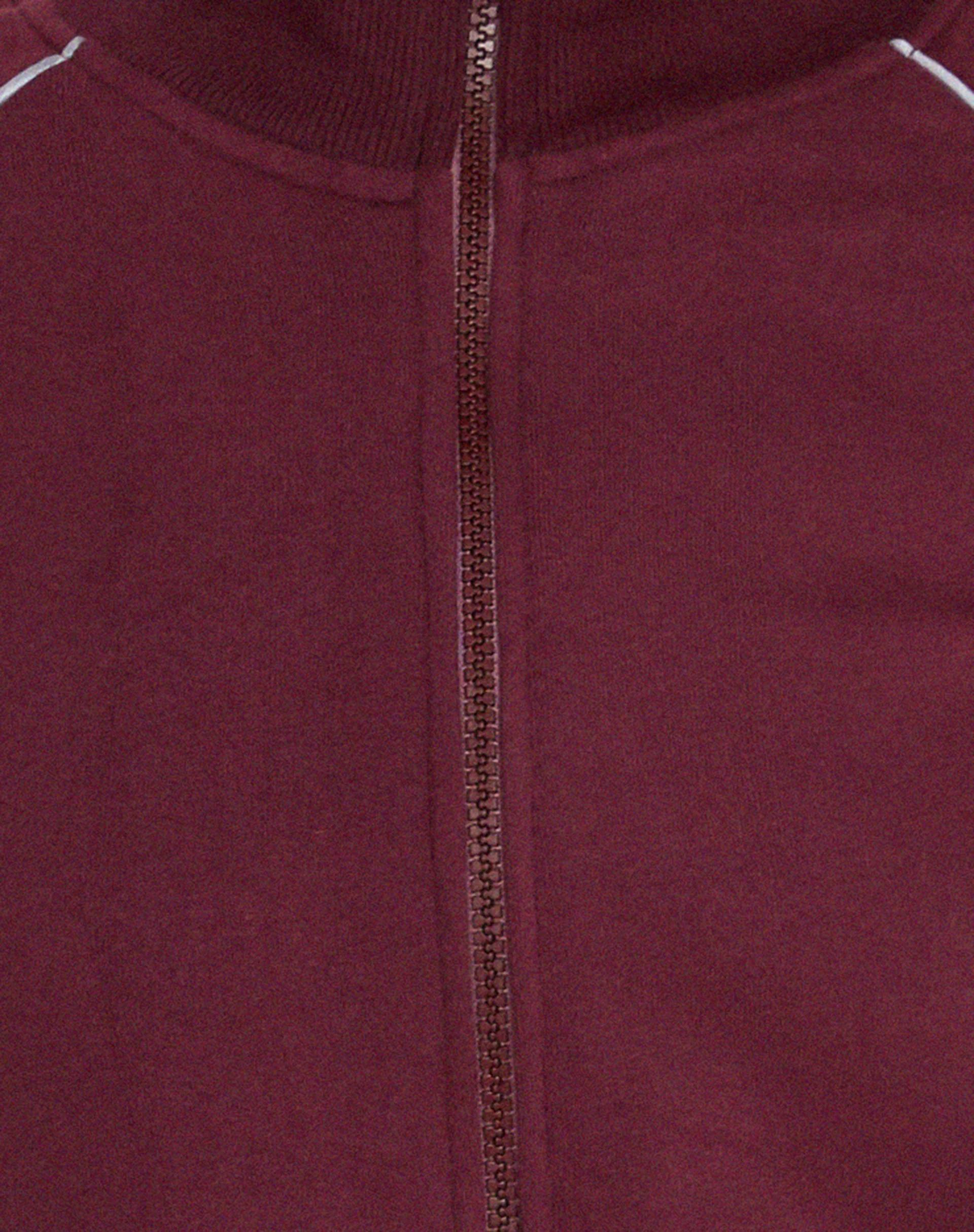 Patrice Zip Up High Neck Sweater in Oxblood with Grey Piping - Image 6