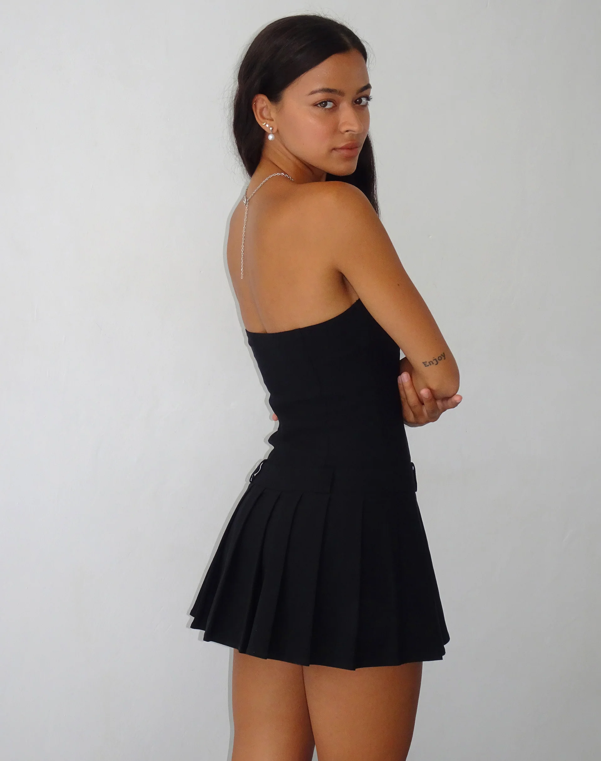 Payoda Bandeau Mini Dress in Black - Image 4