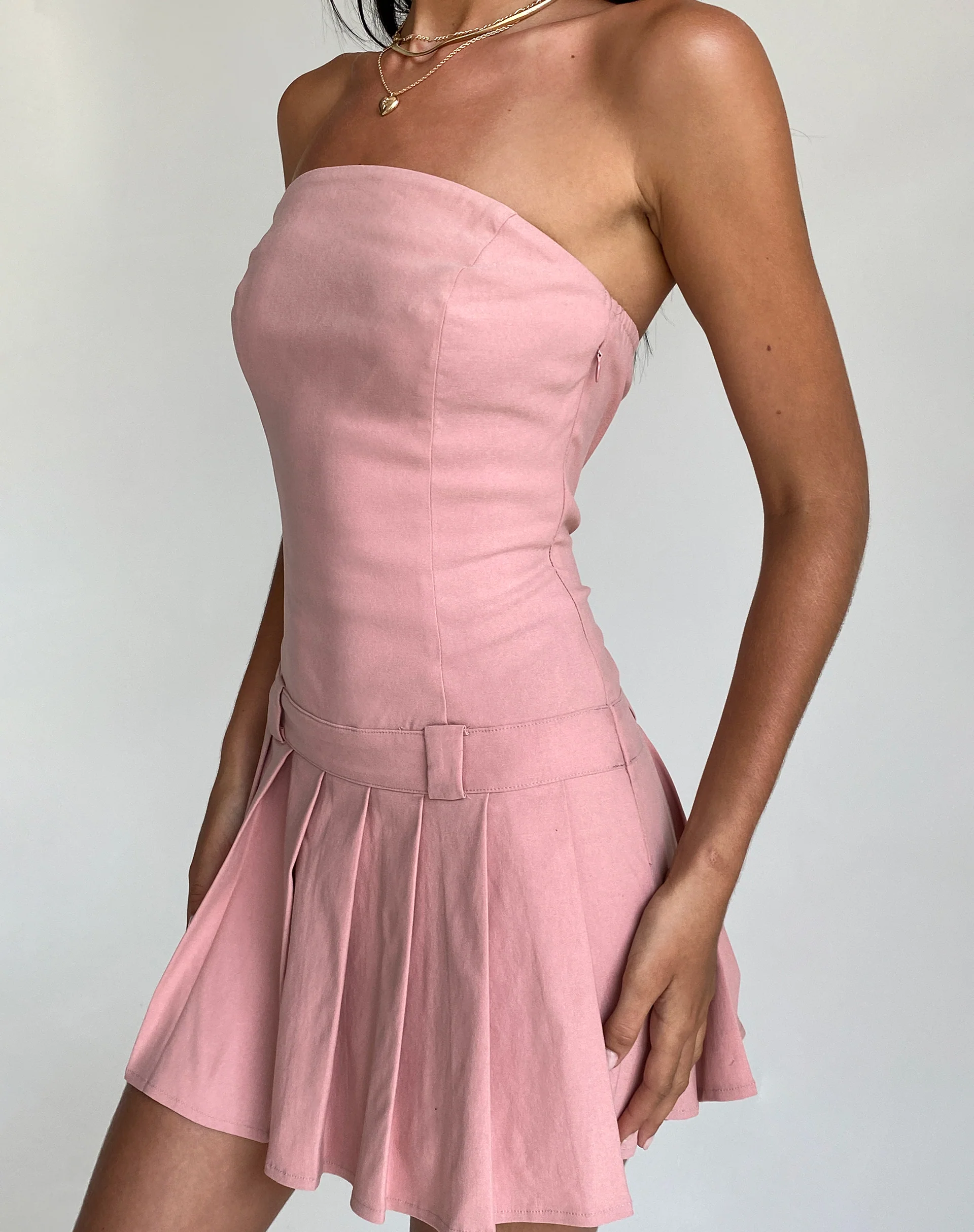 Payoda Bandeau Mini Dress in Pink - Image 2