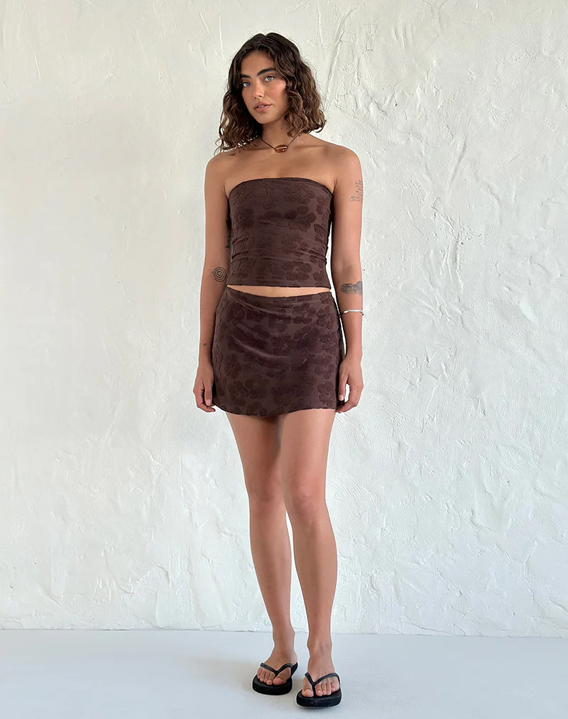 Peggy Bandeau Top in Hibiscus Terry Brown - Image 3