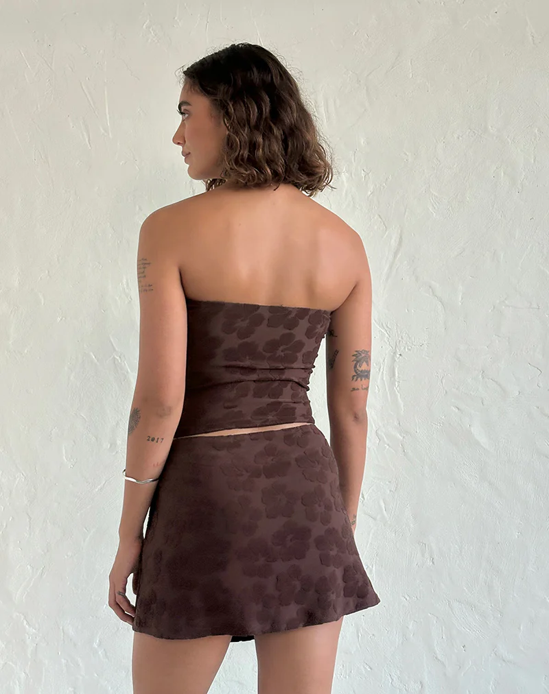 Peggy Bandeau Top in Hibiscus Terry Brown - Image 4