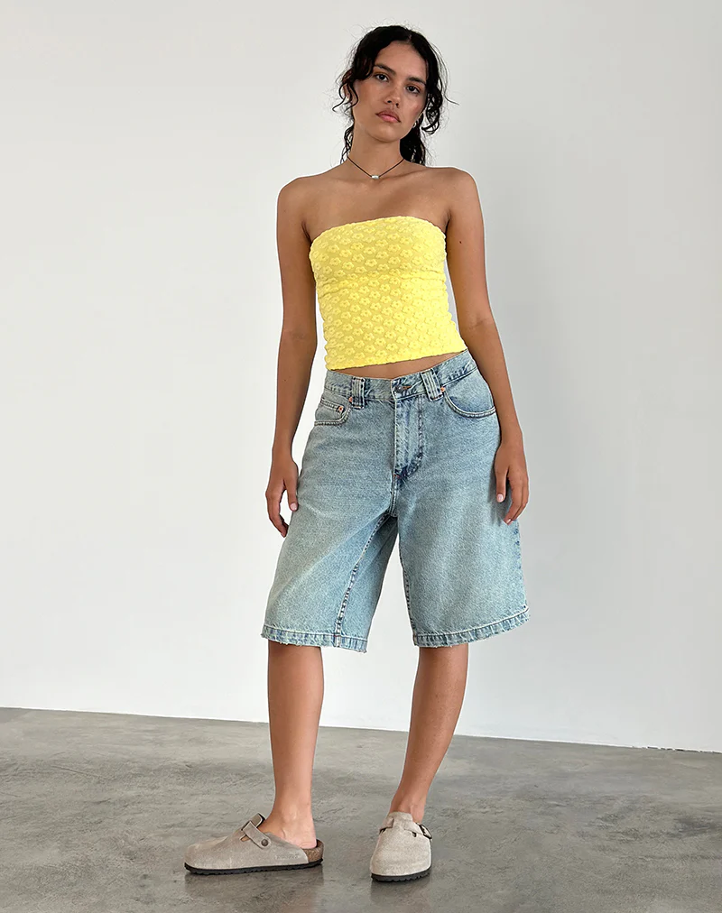 Peggy Bandeau Top in Terry Yellow Mini Floral - Image 3