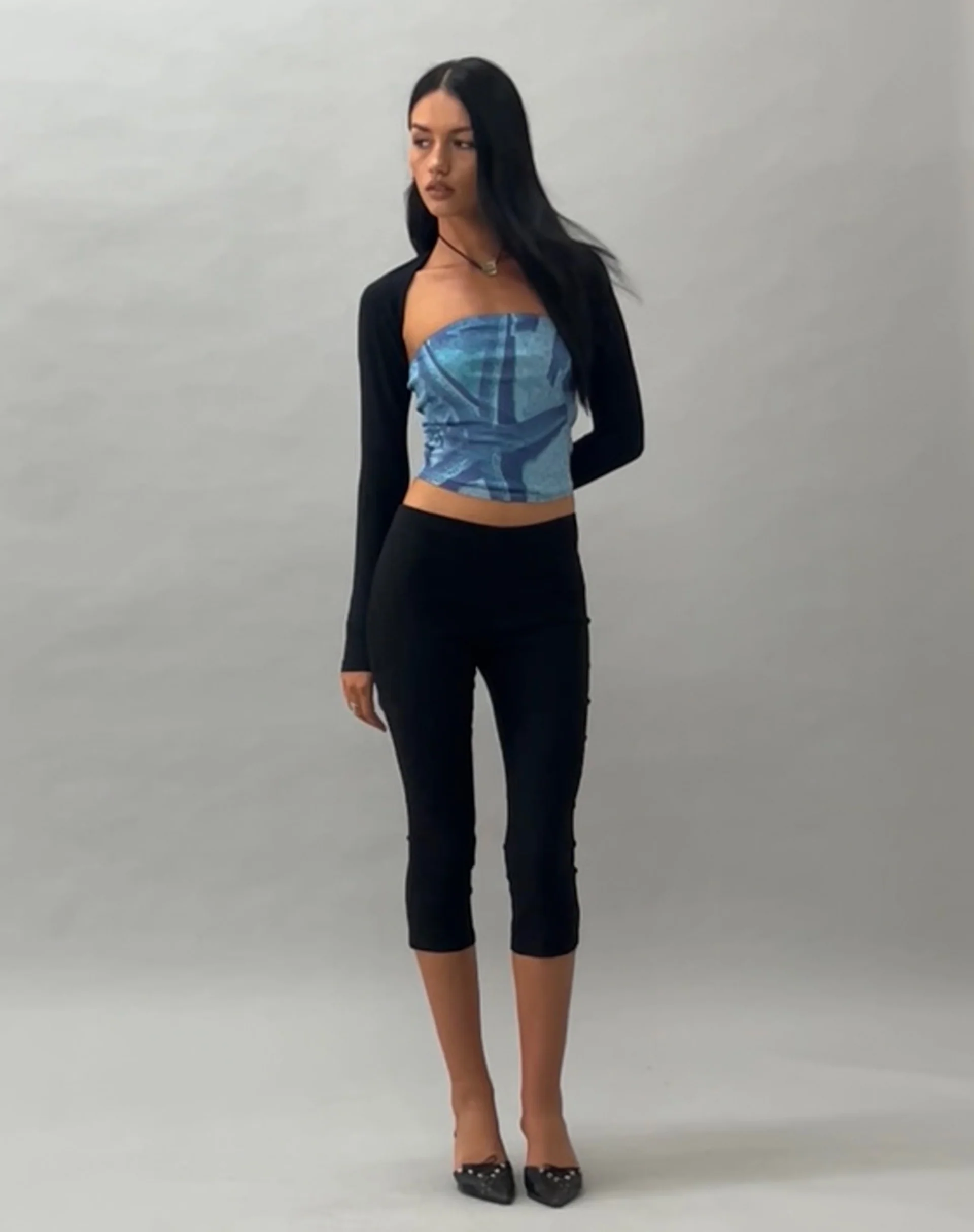 Peggy Mesh Bandeau Top in Blue Starfish Photoprint - Image 3