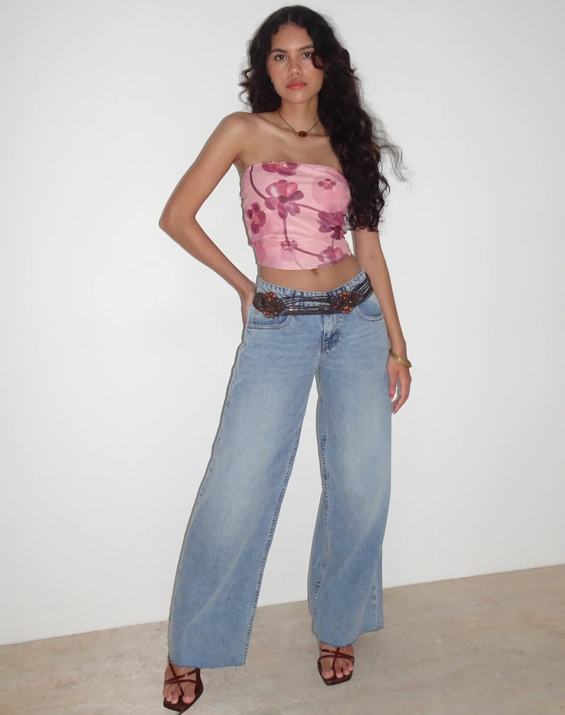 Peggy Bandeau Top in Watercolour Floral Blush - Image 2