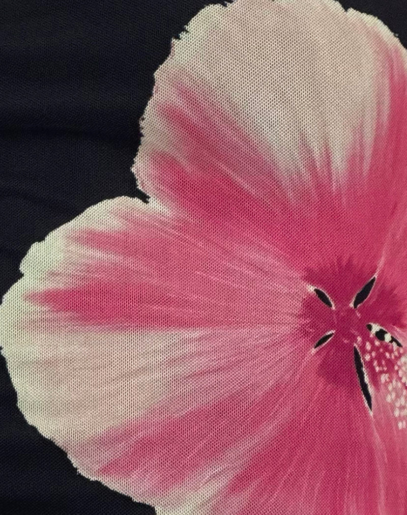 Peggy Bandeau Top in Watercolour Floral Black and Pink - Image 7