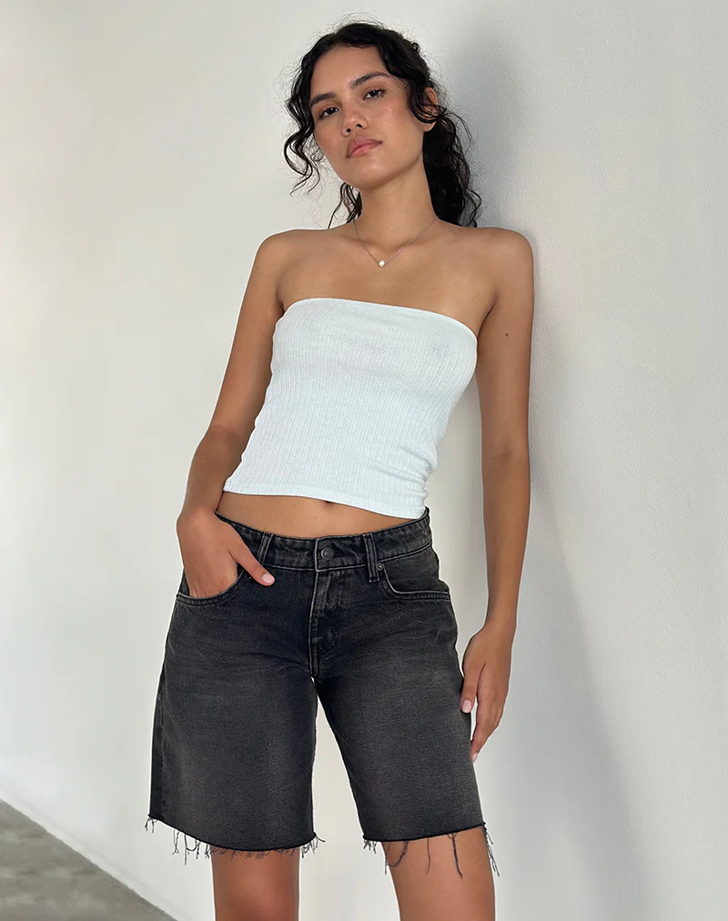 Peggy Bandeau Top in Pointelle Soft Blue - Image 2